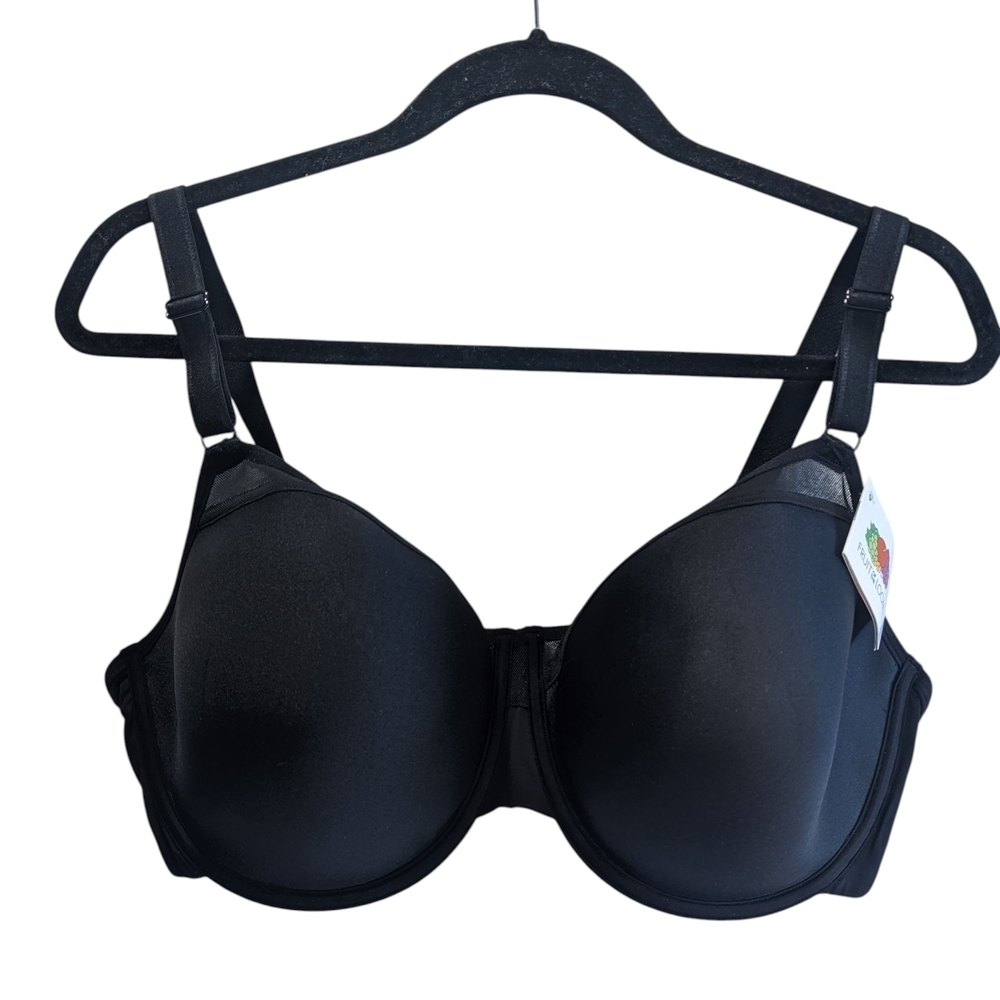 Fruit of the Loom Black Full Coverage Bra with Adjustable Straps 40DDD